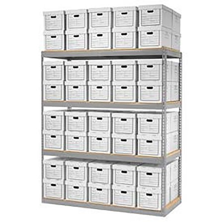 GLOBAL INDUSTRIAL Record Storage Open With Boxes 72W x 30D x 84H, Gray B2297398